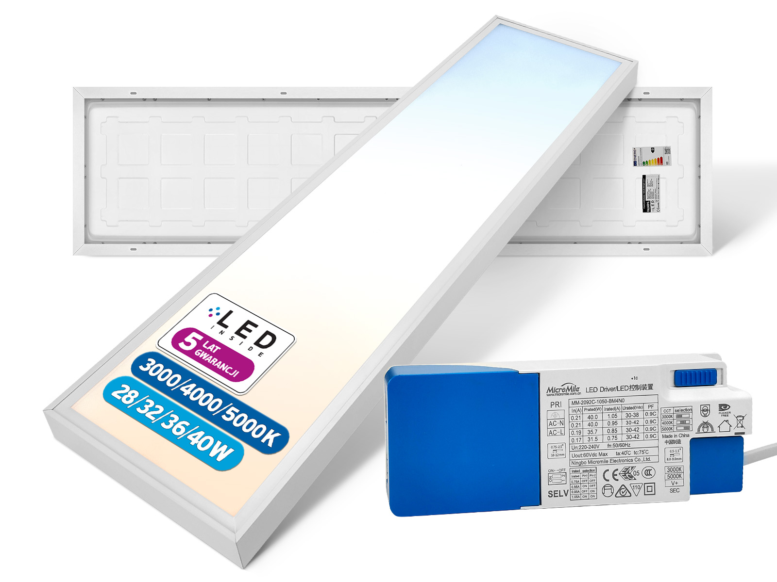  Panel natynkowy LED 120x30 Almach CCT 28/32/36/40W 3000/4000/5000K